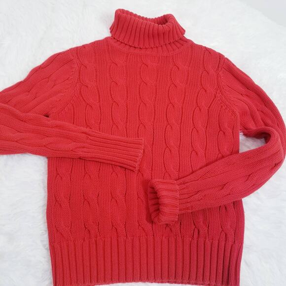 White + Warren 100% Cotton Ribbed Cable Knit Sweater Turtle Neck - Picture 9 of 9